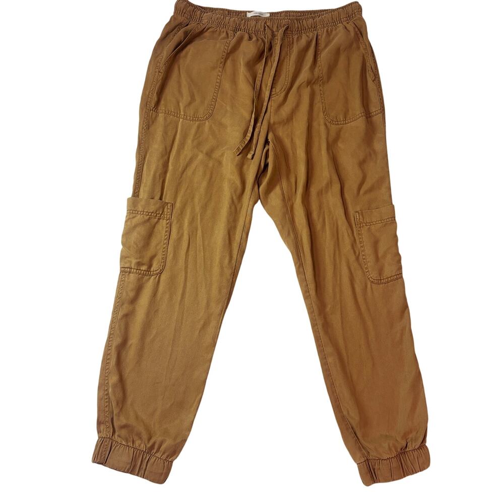 C & C California Pants Womens Large Tan Brown Cargo Lyocell Drawstring Casual